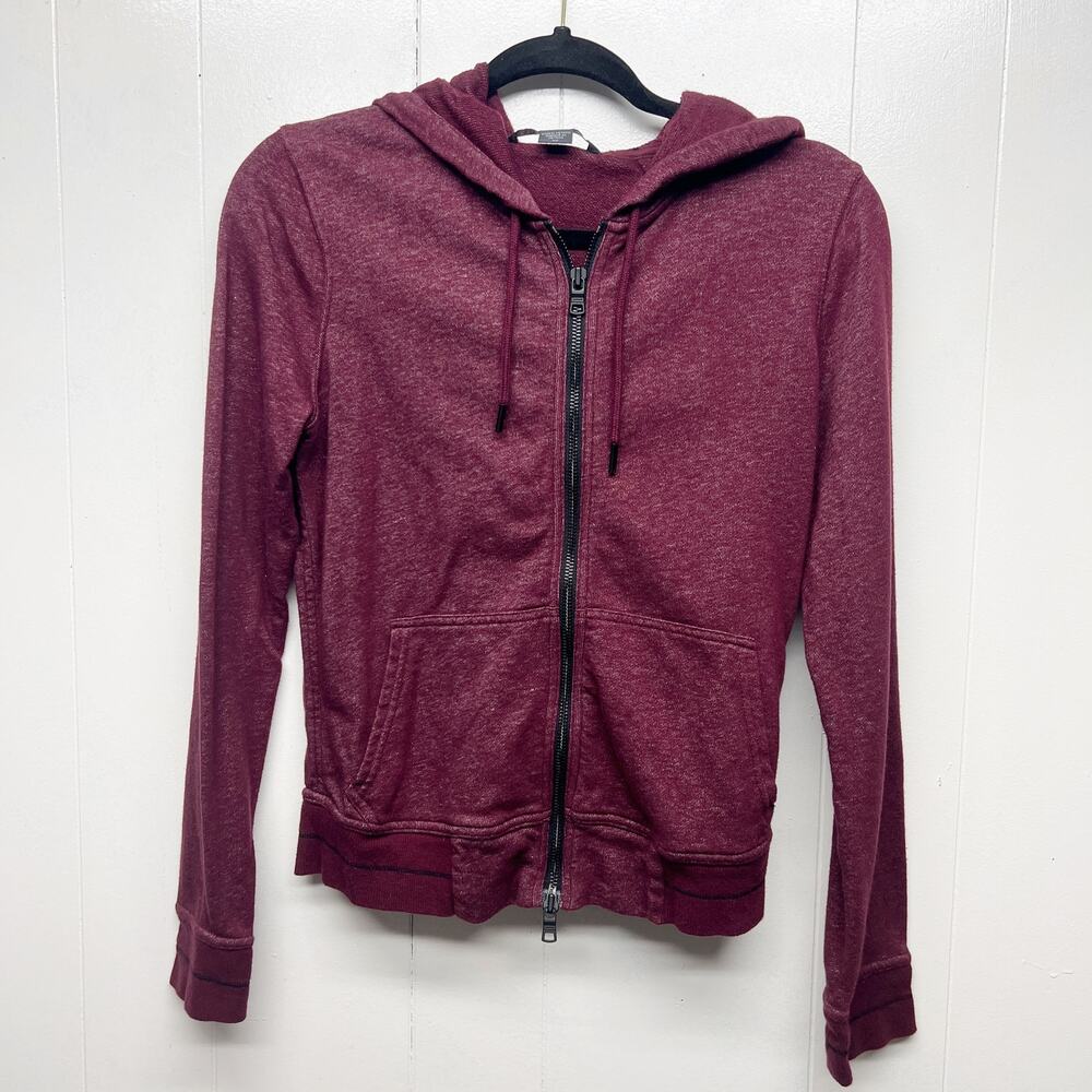 Armani Exchange Burgundy Full Zip Hooded Women's Sweatshirt Size Small